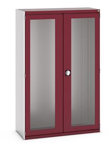 40014023.** cubio cupboard with window doors. WxDxH: 1300x525x2000mm. RAL 7035/5010 or selected